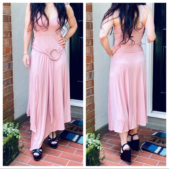 Gorgeous Rose Tank belted Asymmetrical Hem dress - Picture 9 of 9